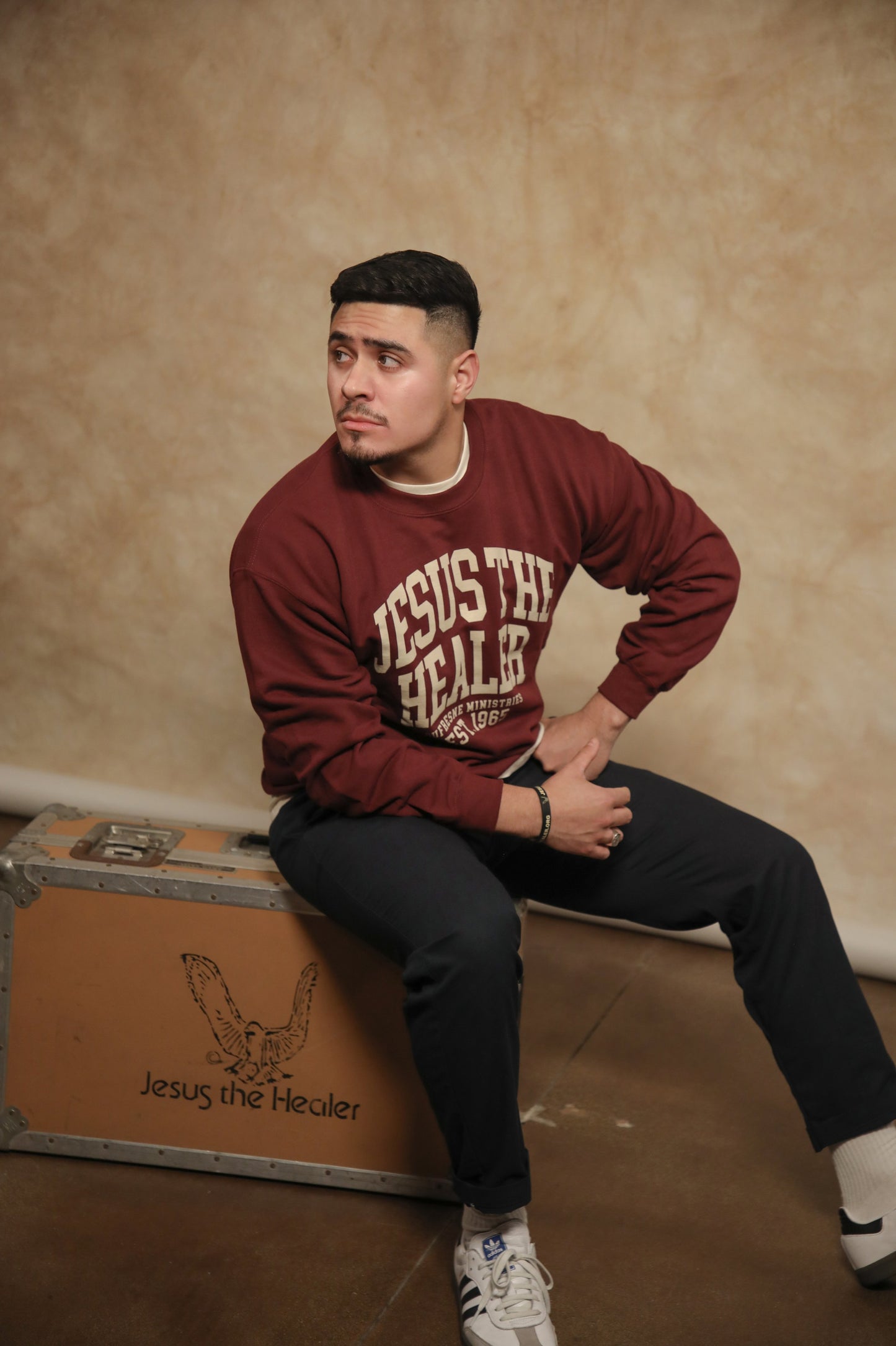 Jesus The Healer Arch Graphic Pullover Maroon