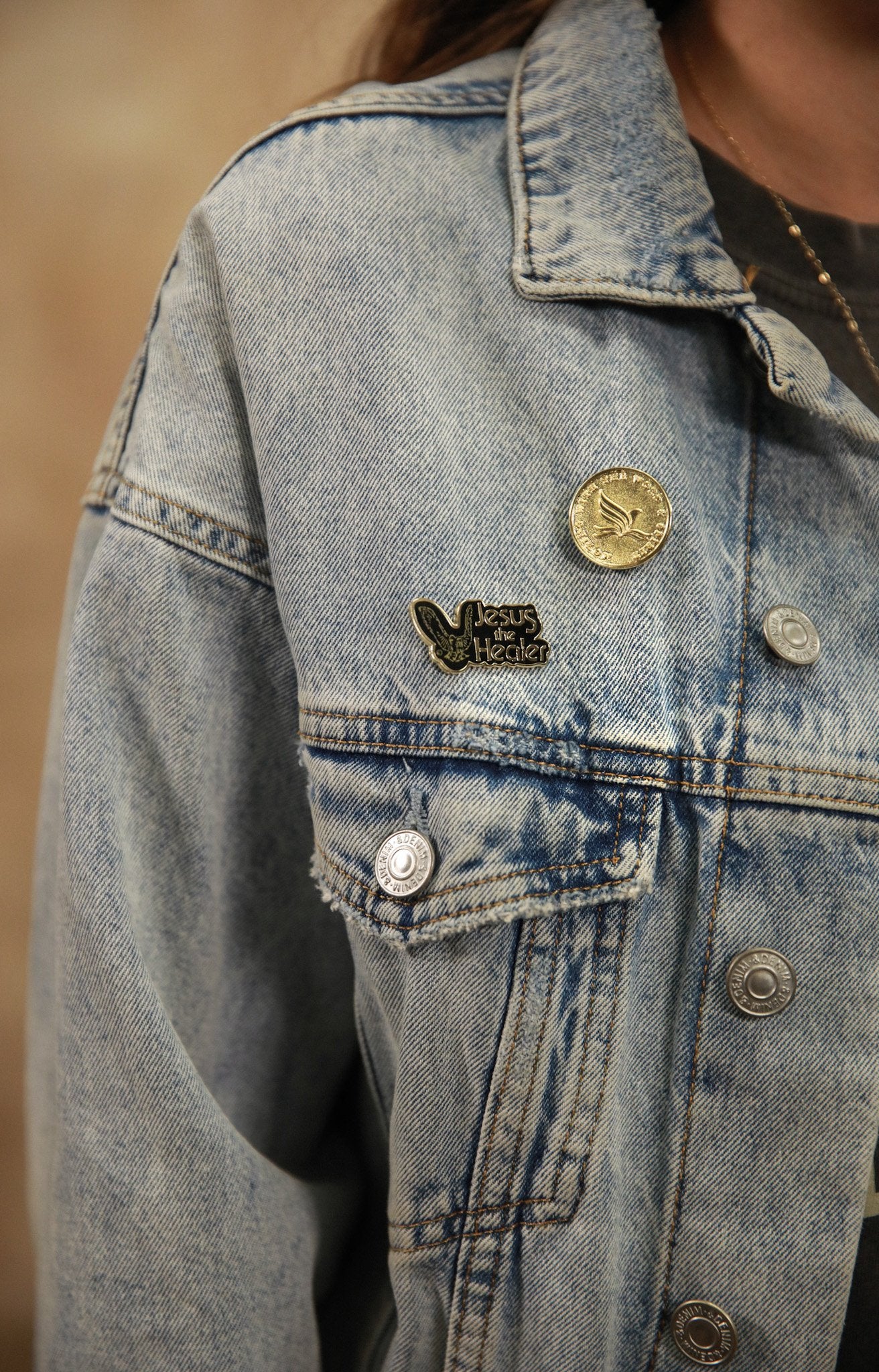 Vintage Jesus The Healer Logo Pin