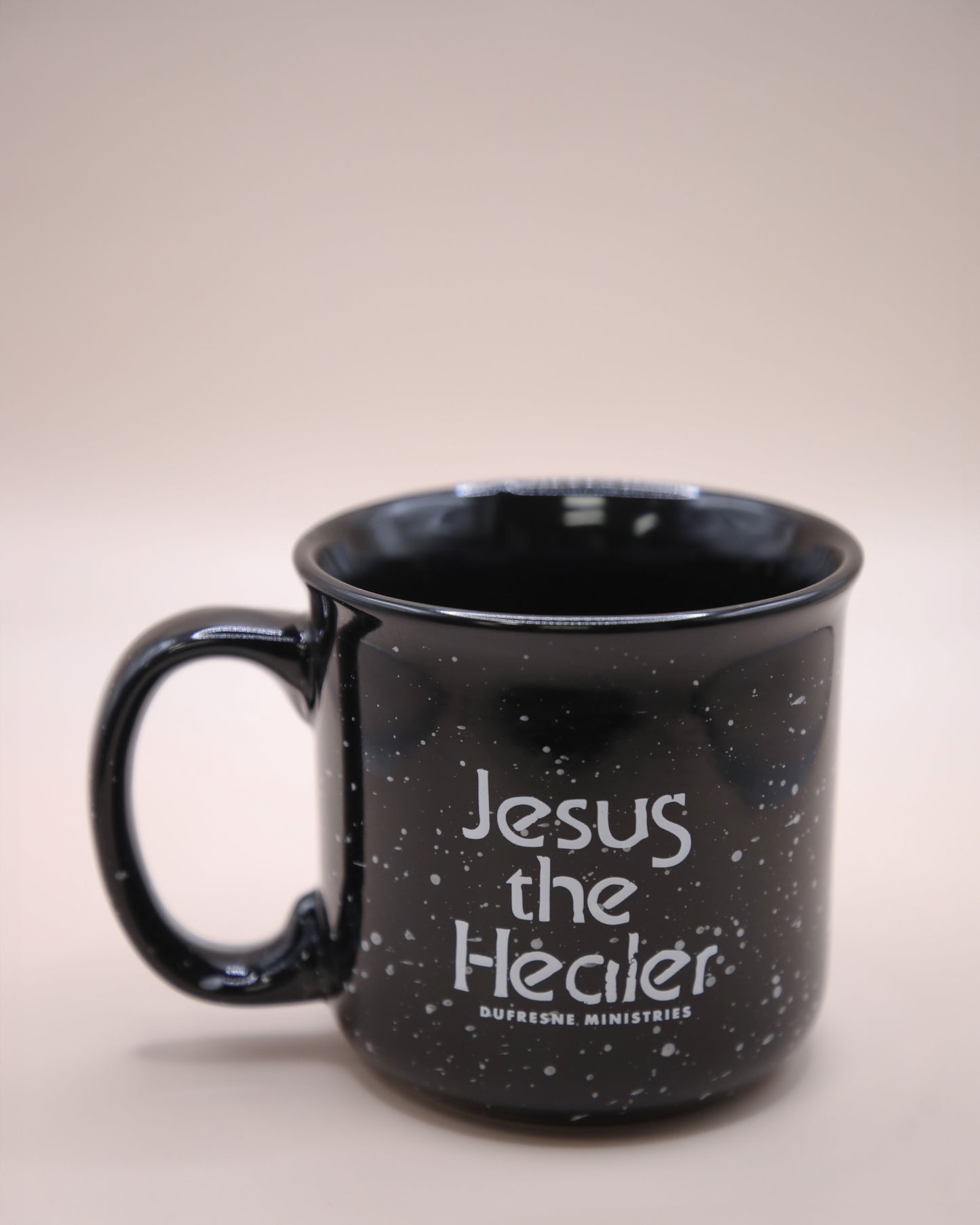 Vintage "Jesus The Healer" Logo Campfire Mug Black