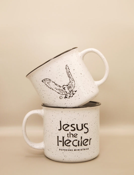 Vintage "Jesus The Healer" Logo Campfire Mug