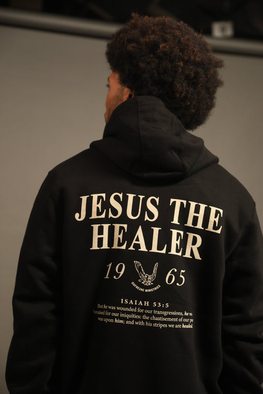 Jesus The Healer Zip-Up Hoodie Black
